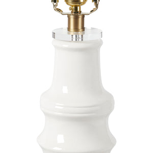 Jesse Lamp with Shade 16-inch White Linen, with Gold-Blue Hand Home