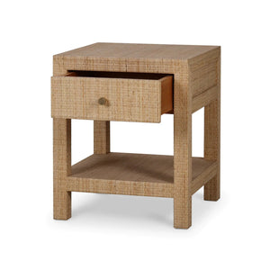 Kagu 1 Drawer Nightstand w/ Rattan-Blue Hand Home