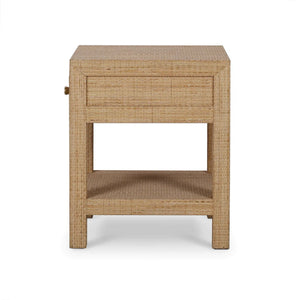 Kagu 1 Drawer Nightstand w/ Rattan-Blue Hand Home