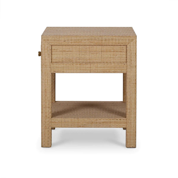 Kagu 1 Drawer Nightstand w/ Rattan-Blue Hand Home