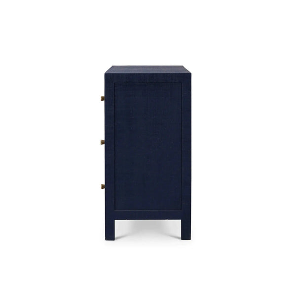 Kagu 3 Drawer Dresser w/ Raffia-Blue Hand Home