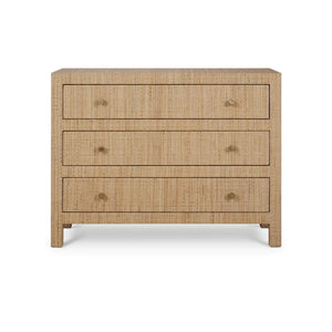Kagu 3 Drawer Dresser w/ Rattan-Blue Hand Home