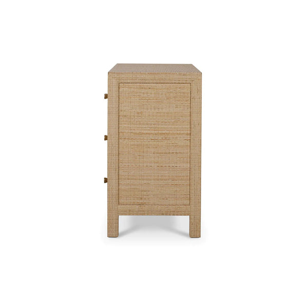 Kagu 3 Drawer Dresser w/ Rattan-Blue Hand Home