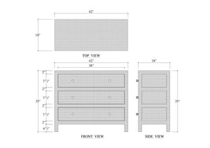 Kagu 3 Drawer Dresser w/ Rattan-Blue Hand Home