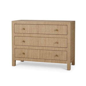 Kagu 3 Drawer Dresser w/ Rattan-Blue Hand Home