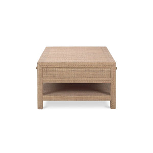 Kagu 6 Drawer Coffee Table w/ Rattan-Blue Hand Home