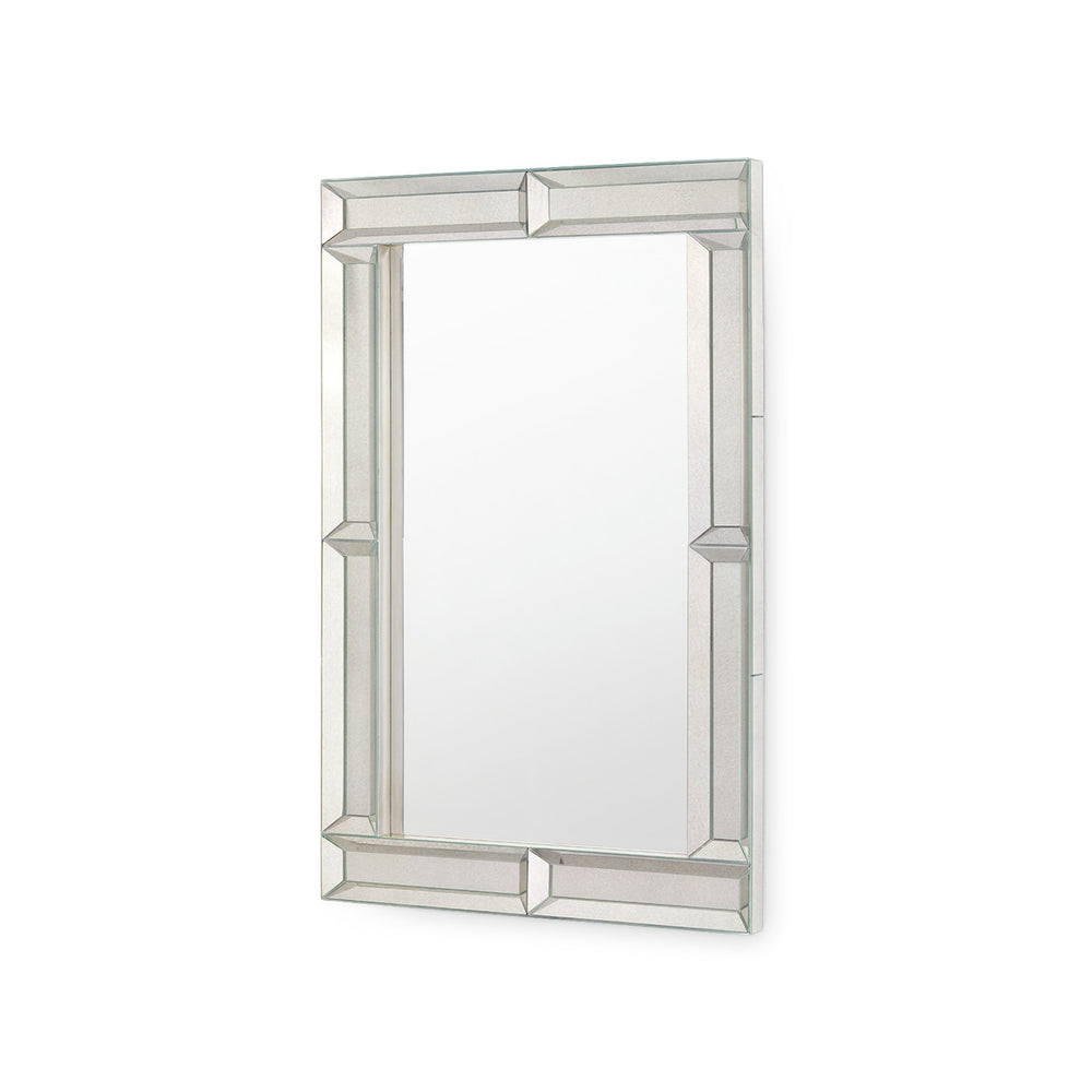 Kennedy Rectangular Clear Mirror with Antique Brass Beveled Border