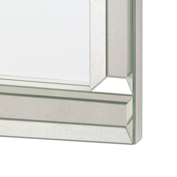 Kennedy Rectangular Clear Mirror with Antique Brass Beveled Border