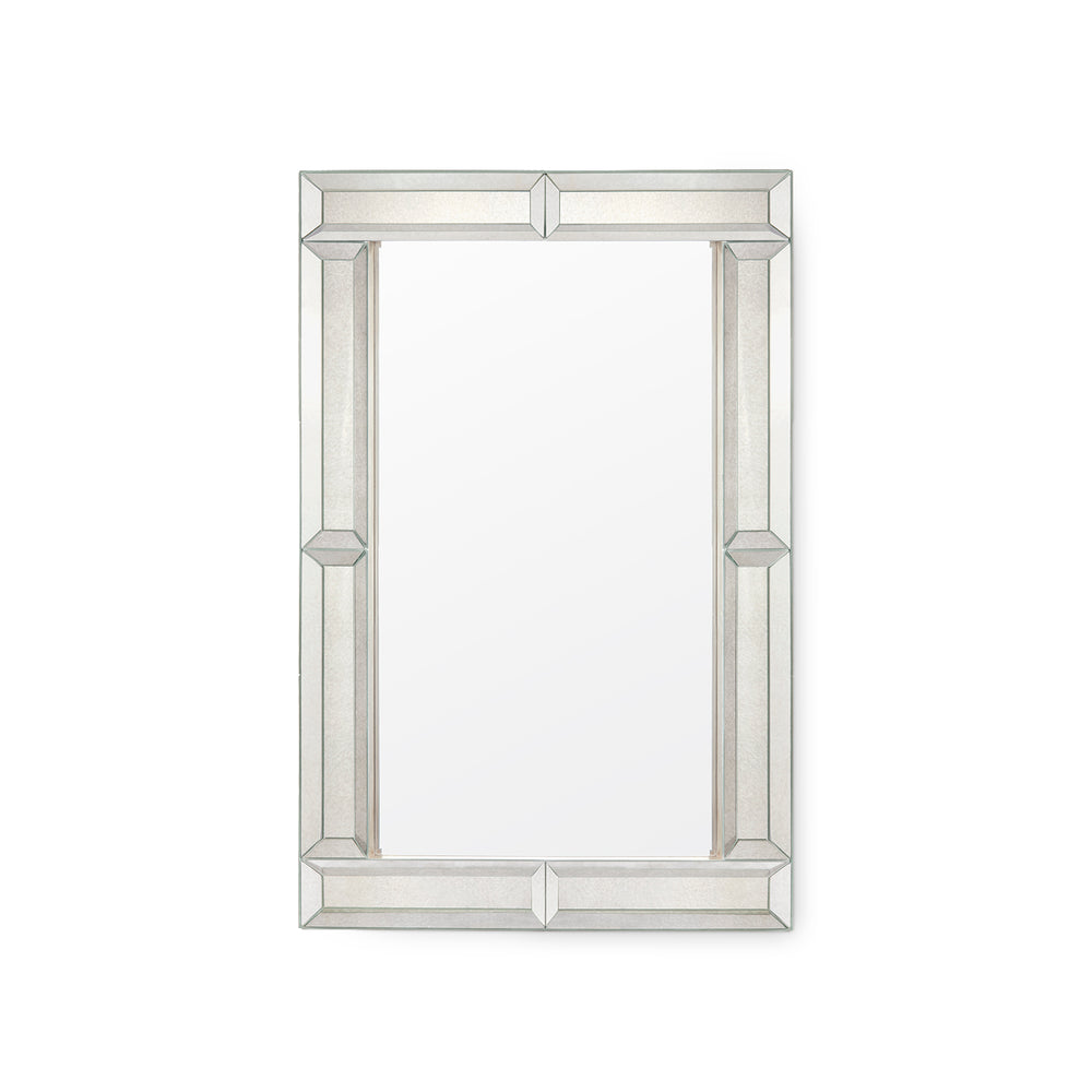 Kennedy Rectangular Clear Mirror with Antique Brass Beveled Border
