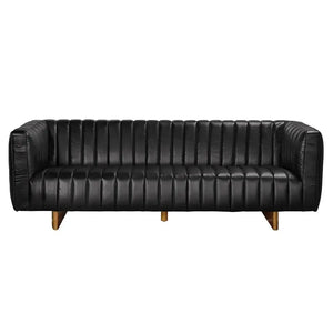Khann Sofa, Ebony Black Leather-Noir Furniture-Blue Hand Home