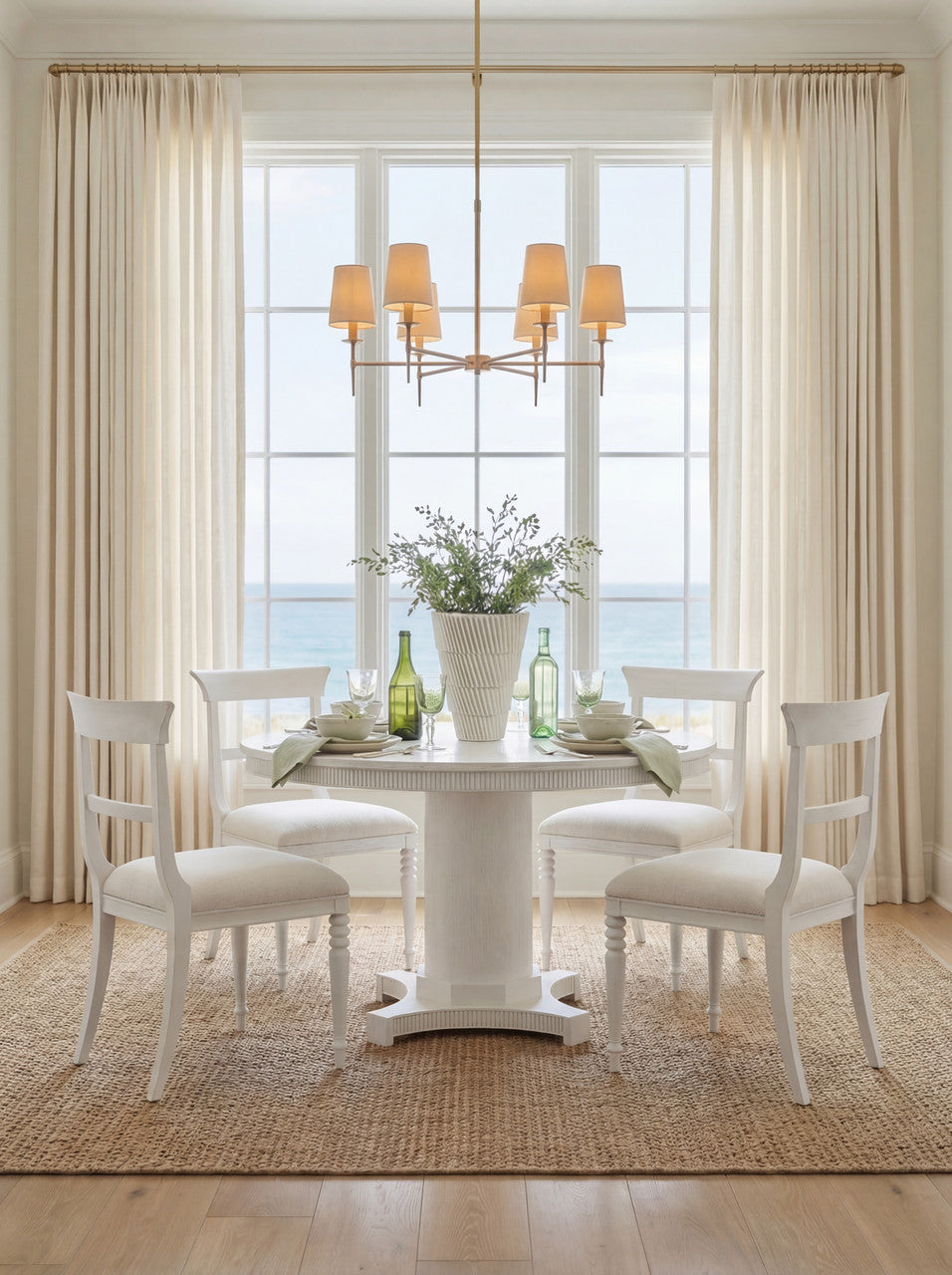 Kinsley 48" Dining Table, Glazed Whisper White-Blue Hand Home