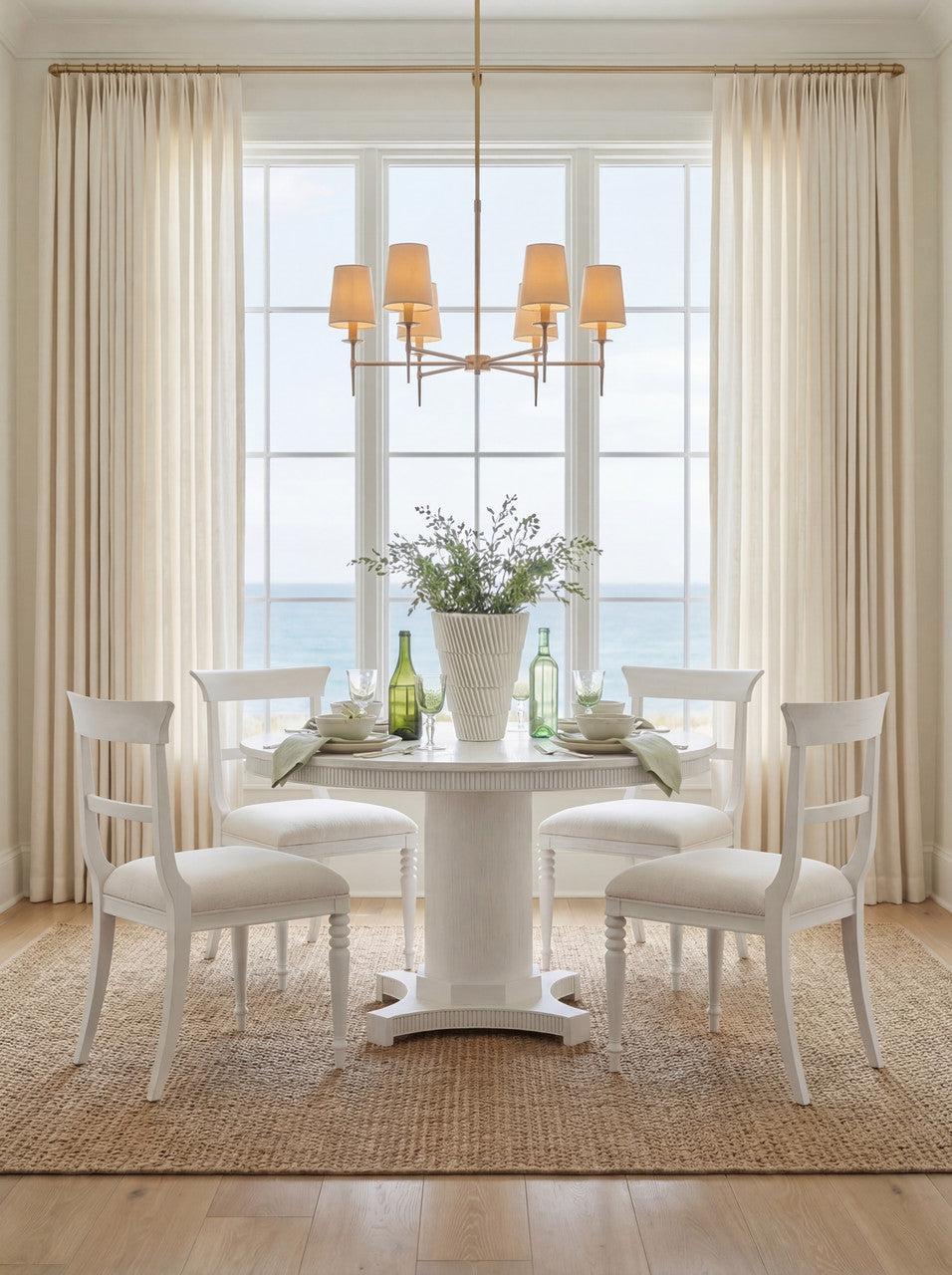 Kinsley 48" Dining Table, Glazed Whisper White-Blue Hand Home