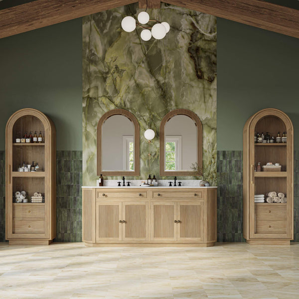 Kraton Oval Double Vanity w/ Sink & Marble Top-Blue Hand Home