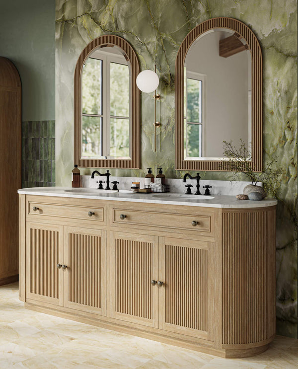 Kraton Oval Double Vanity w/ Sink & Marble Top-Blue Hand Home