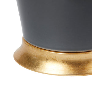 Kylie Lamp with Shade 17-inch White Linen, with Gold-Blue Hand Home