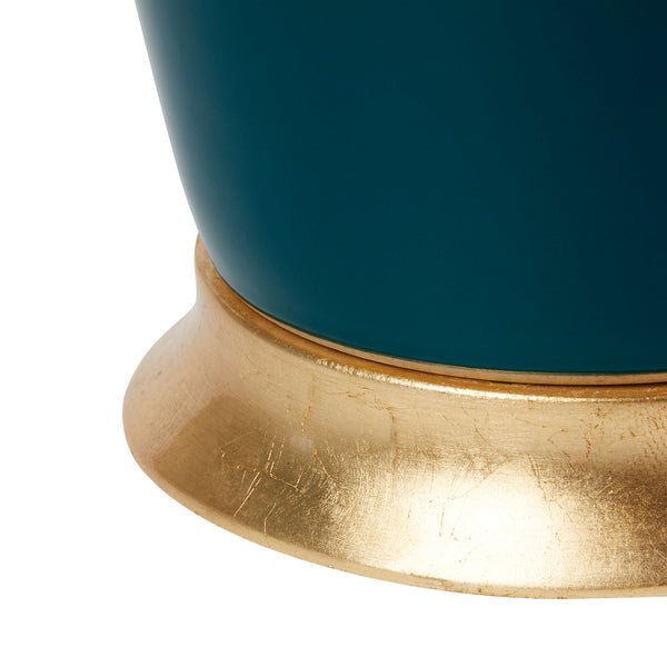 Kylie Lamp with Shade 17-inch White Linen, with Gold-Blue Hand Home