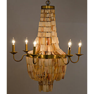 Bijou Chandelier, Antique Brass, Metal and Shells-Noir Furniture-Blue Hand Home