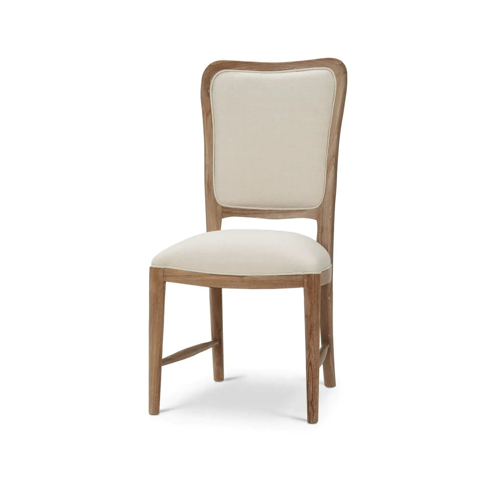 Bramble Laurna Teak Dining Chair In Teak White Wash W/ Natural Performance Fabric-Bramble-Blue Hand Home