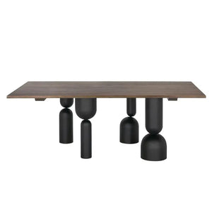 LEANDRA DINING TABLE WITH WALNUT TOP-Noir Furniture-Blue Hand Home