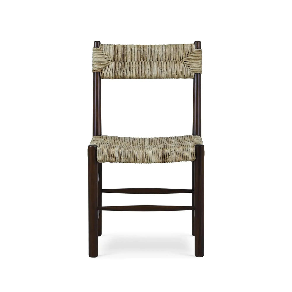 Bramble Lenox Dining Chair w/ Rush Seat in Matt Teak Brown-Bramble-Blue Hand Home