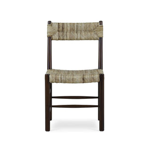 Bramble Lenox Dining Chair w/ Rush Seat in Matt Teak Brown-Bramble-Blue Hand Home