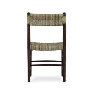 Bramble Lenox Dining Chair w/ Rush Seat in Matt Teak Brown-Bramble-Blue Hand Home