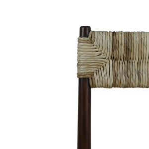Bramble Lenox Dining Chair w/ Rush Seat in Matt Teak Brown-Bramble-Blue Hand Home