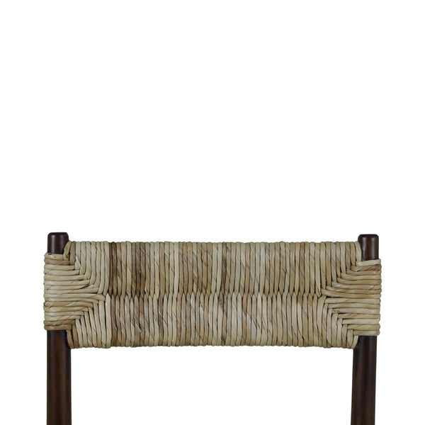 Bramble Lenox Dining Chair w/ Rush Seat in Matt Teak Brown-Bramble-Blue Hand Home
