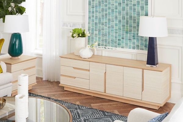 Simon 3-Drawer & 4-Door Cabinet / Light Natural Shimmer-Villa & House-Blue Hand Home