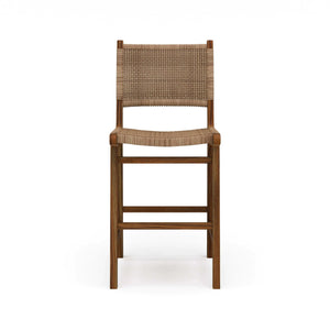 Logan Counter Stool w/ Rattan - Teak-Blue Hand Home