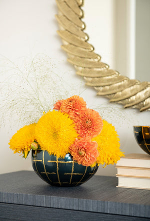 Loom Medium Bowl, Hand-Crafted Blackened Iron and Brass