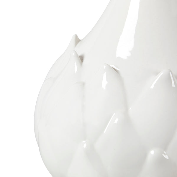 Lotus Lamp with Shade 16-inch White Linen, with Nickel-Blue Hand Home