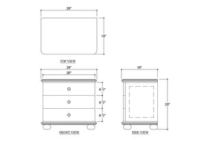 Luna 3 Drawer Bedside Table-Blue Hand Home