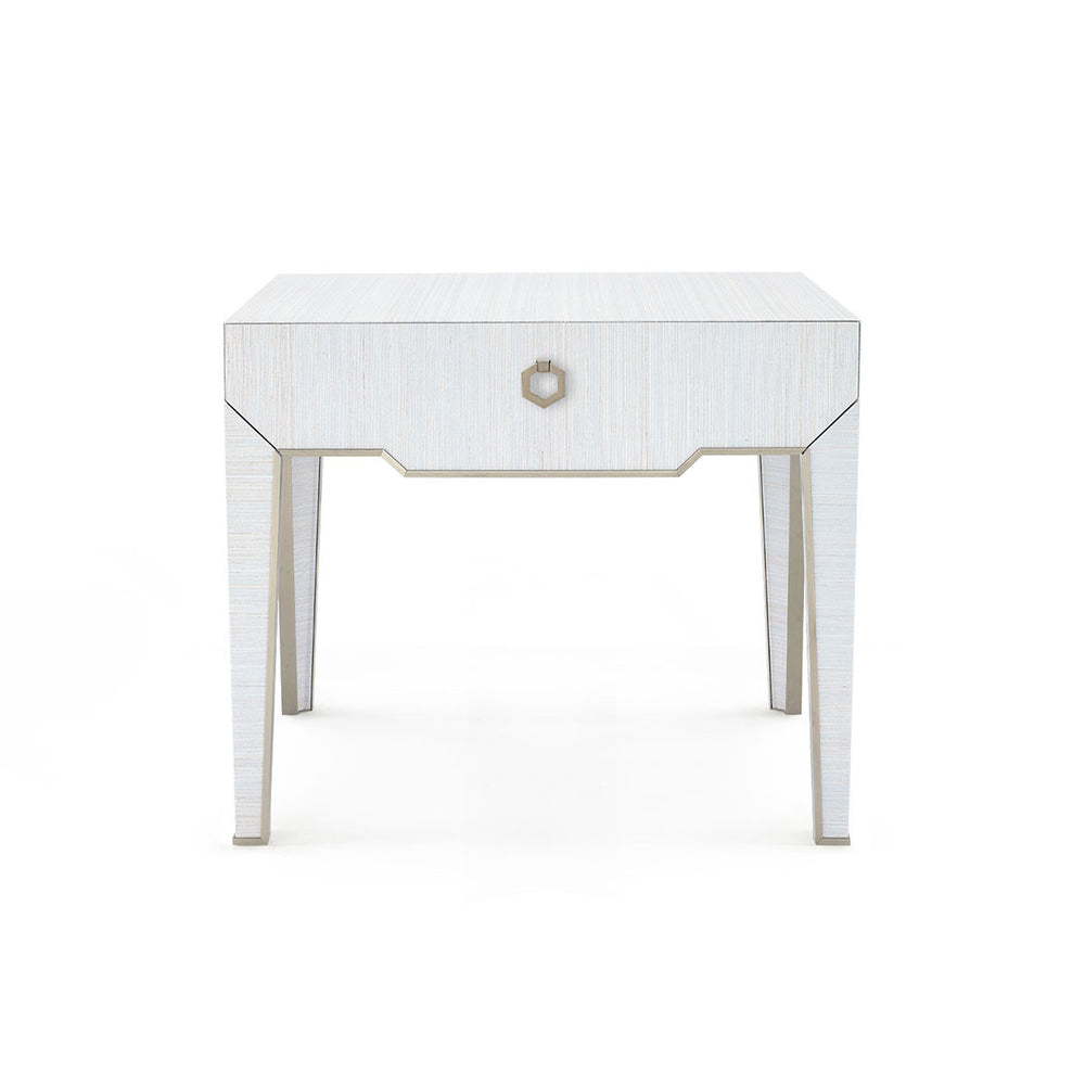 Madeline 1-Drawer Side Table, Platinum Shimmer-Blue Hand Home