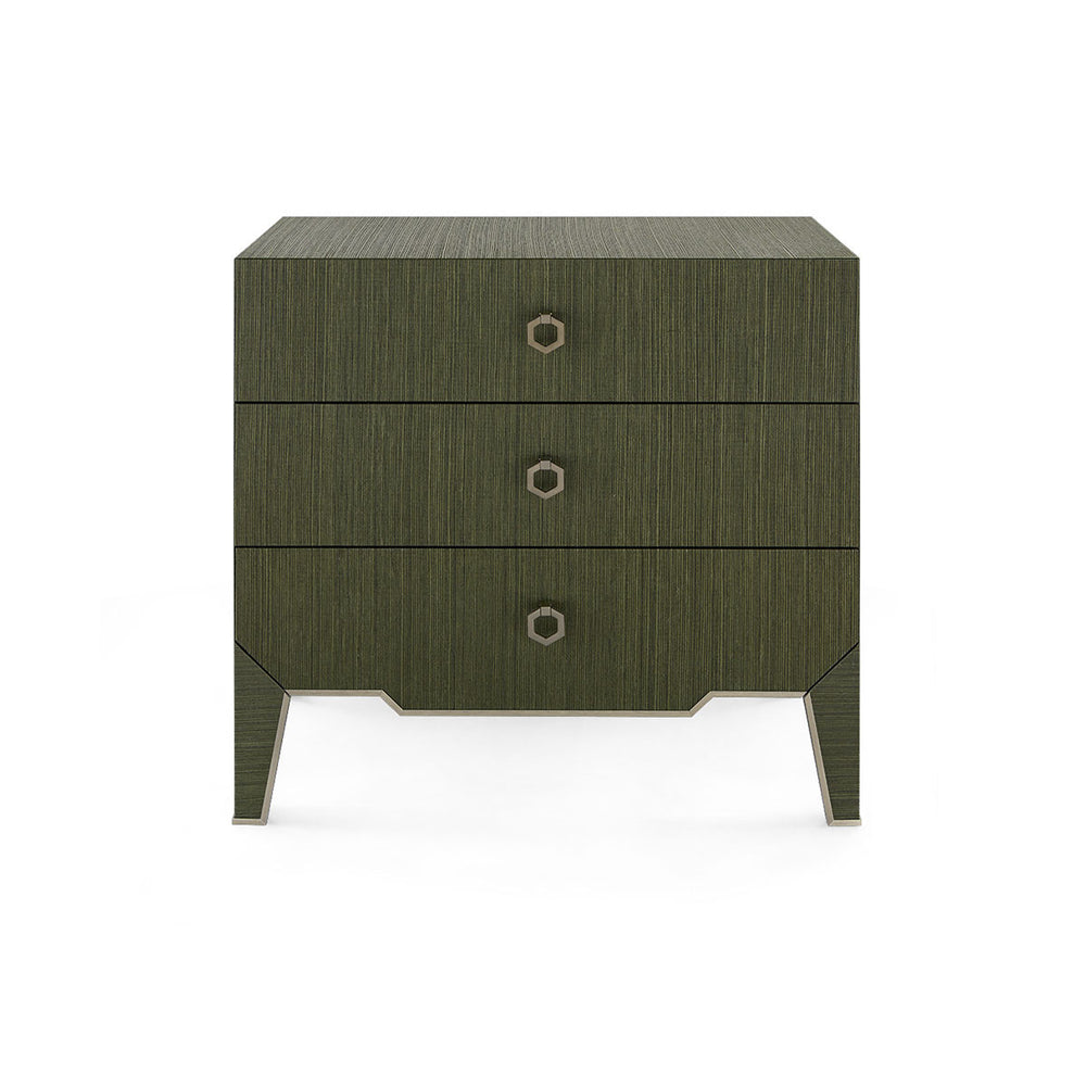 Madeline 3-Drawer Side Table, Deep Olive-Blue Hand Home