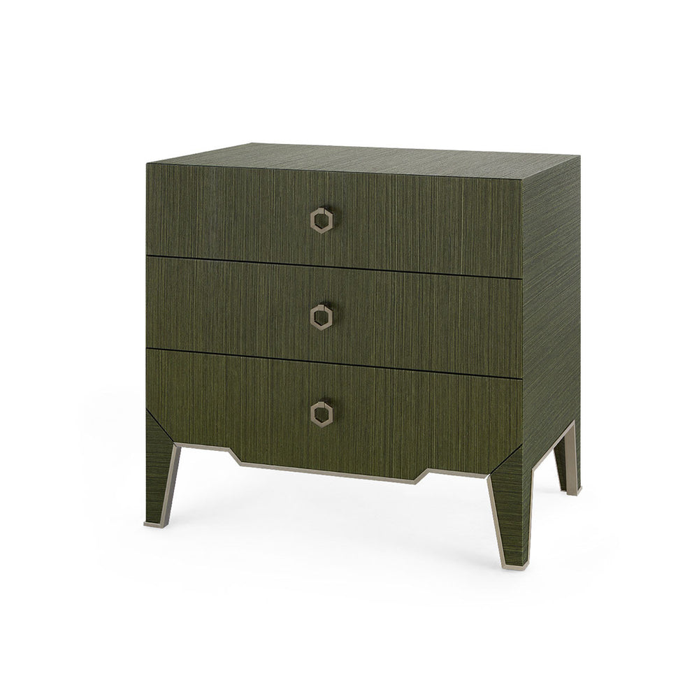 Madeline 3-Drawer Side Table, Deep Olive-Blue Hand Home