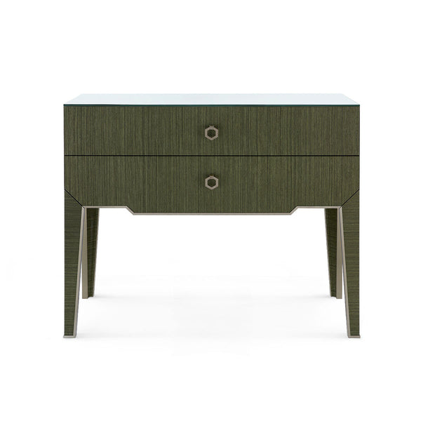 Madeline Console with Glass Top, Deep Olive