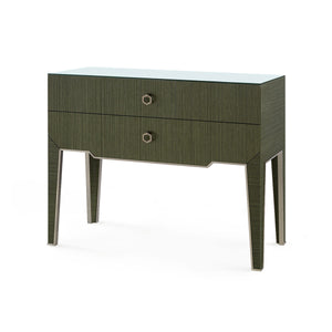 Madeline Console with Glass Top, Deep Olive