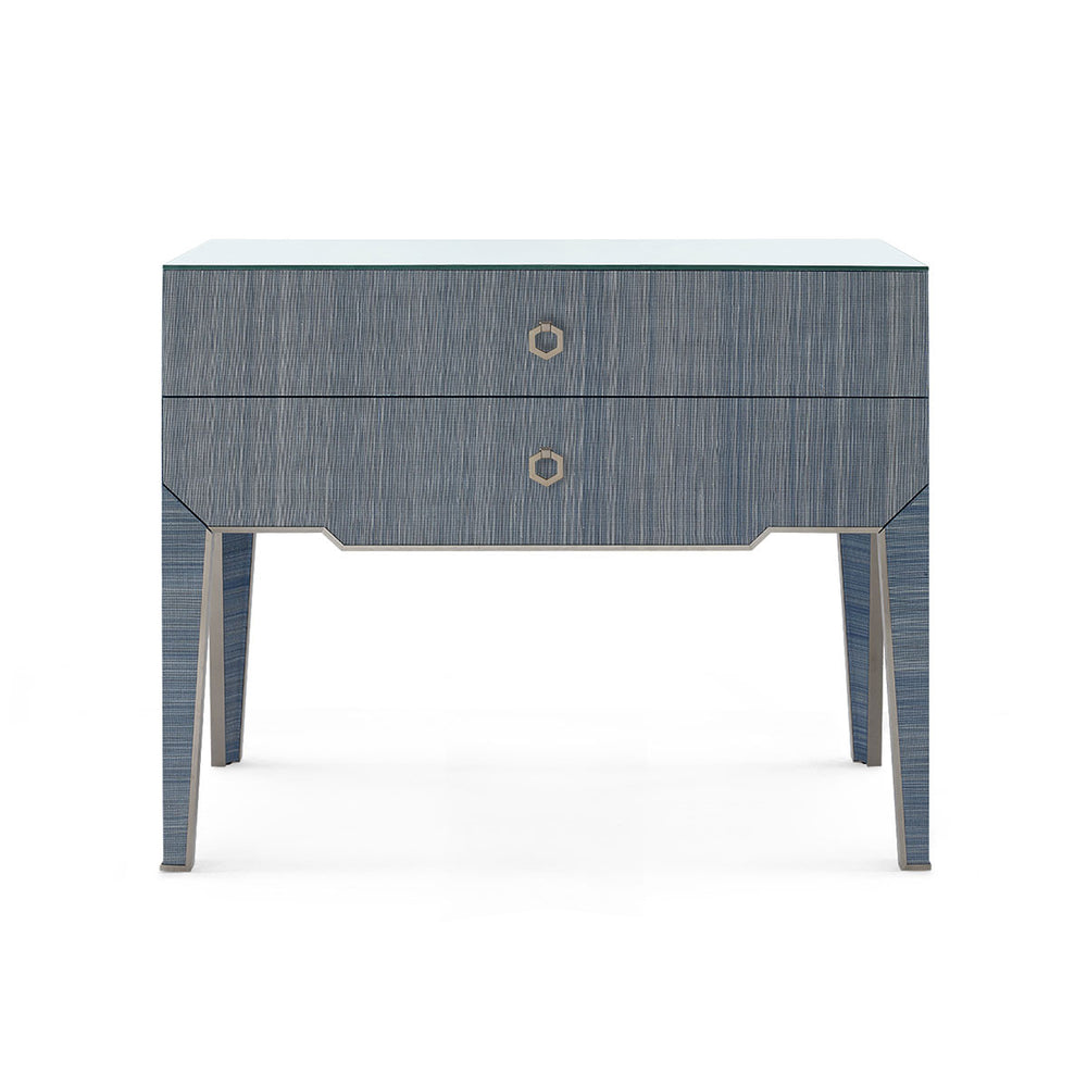 Madeline Console with Glass Top, Colonial Blue-Blue Hand Home