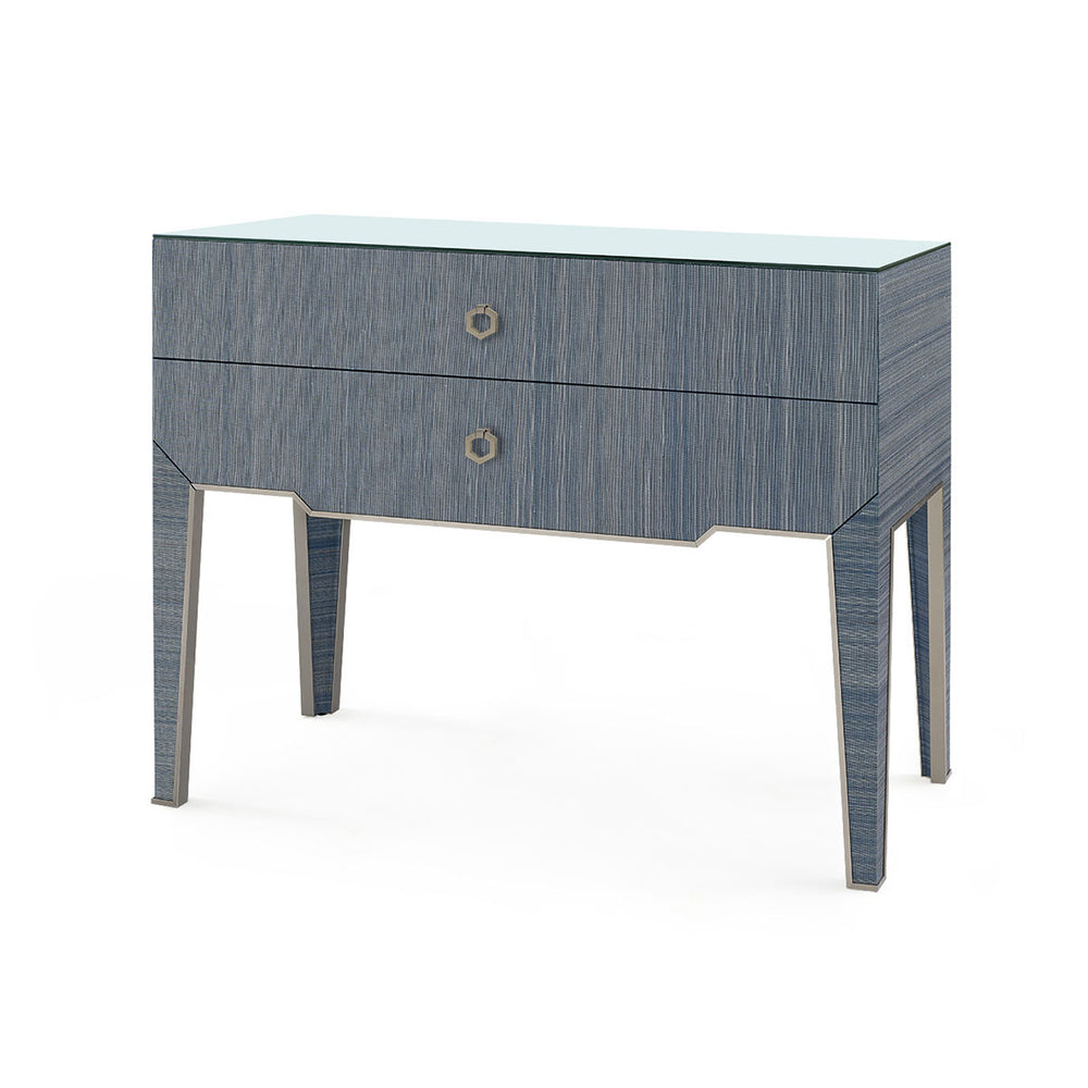 Madeline Console with Glass Top, Colonial Blue-Blue Hand Home