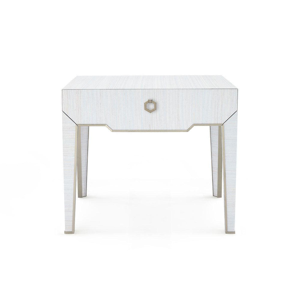 Madeline 1-Drawer Side Table, Platinum Shimmer-Blue Hand Home