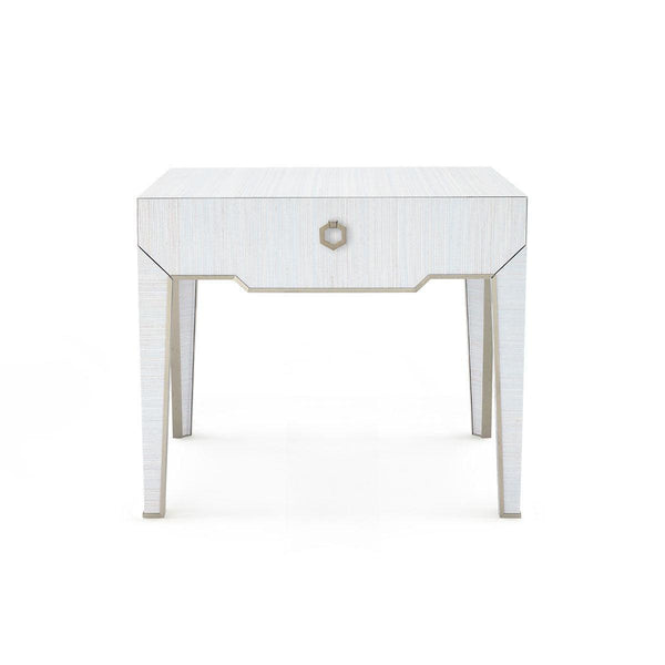 Madeline 1-Drawer Side Table, Platinum Shimmer-Blue Hand Home