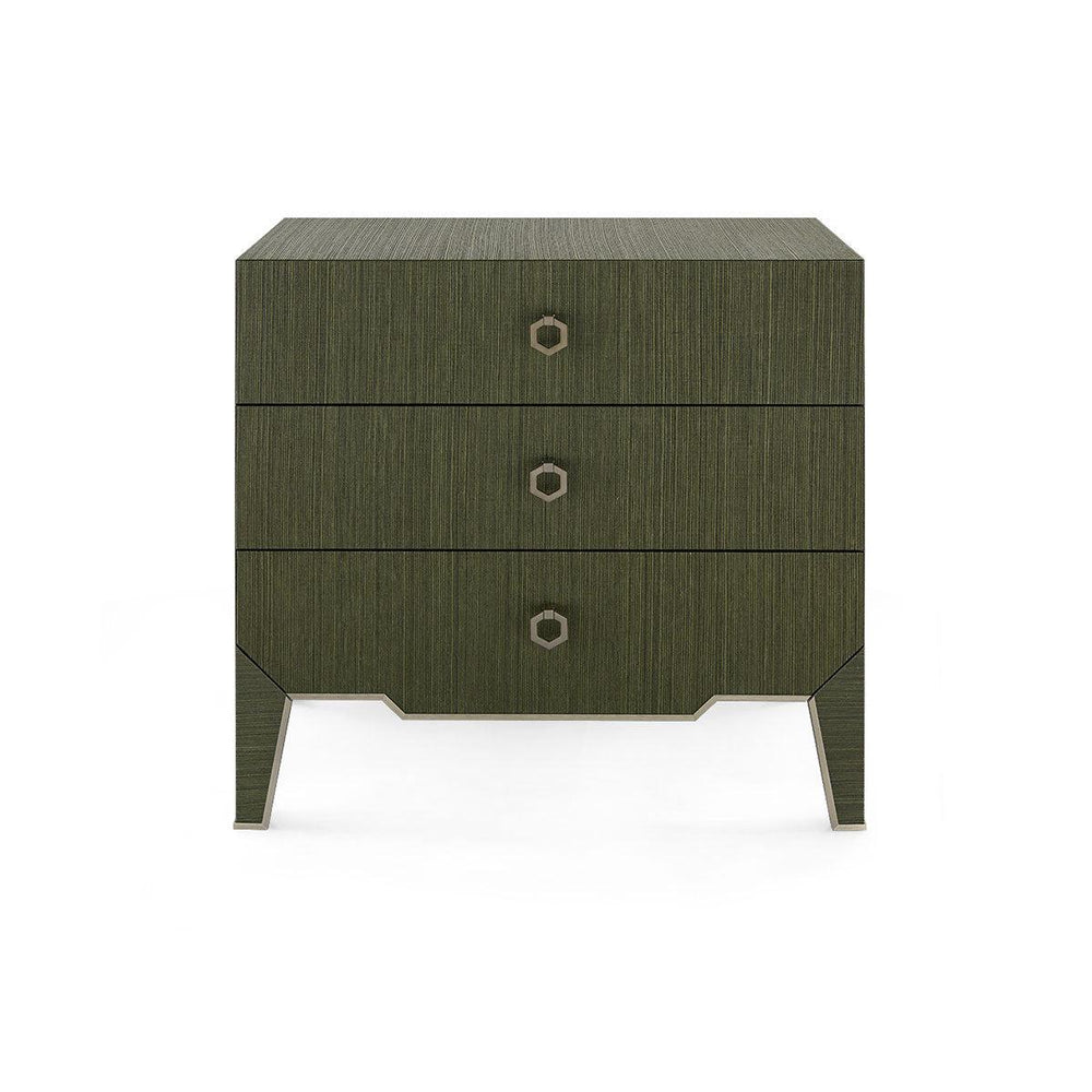 Madeline 3-Drawer Side Table, Deep Olive-Blue Hand Home