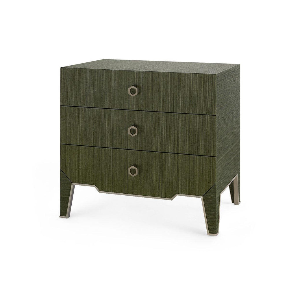 Madeline 3-Drawer Side Table, Deep Olive-Blue Hand Home