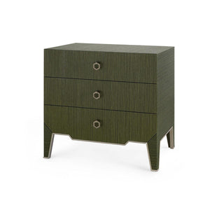 Madeline 3-Drawer Side Table, Deep Olive-Blue Hand Home