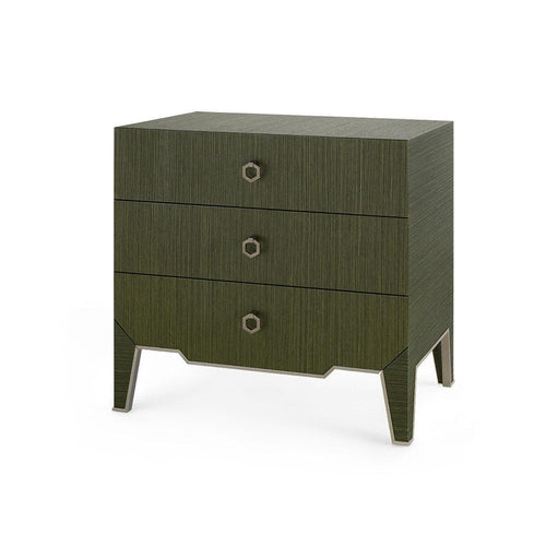 Madeline 3-Drawer Side Table, Deep Olive-Blue Hand Home