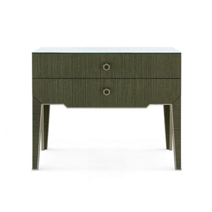 Madeline Console with Glass Top, Deep Olive-Blue Hand Home