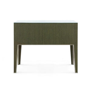 Madeline Console with Glass Top, Deep Olive-Blue Hand Home