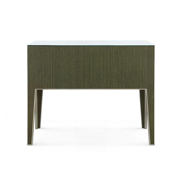 Madeline Console with Glass Top, Deep Olive-Blue Hand Home
