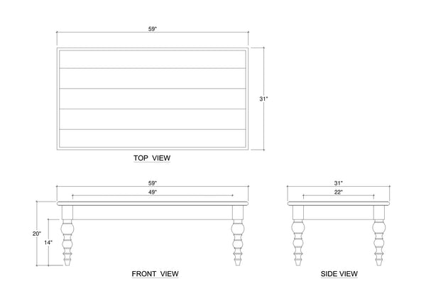 Madison Turned Leg Coffee Table-Blue Hand Home